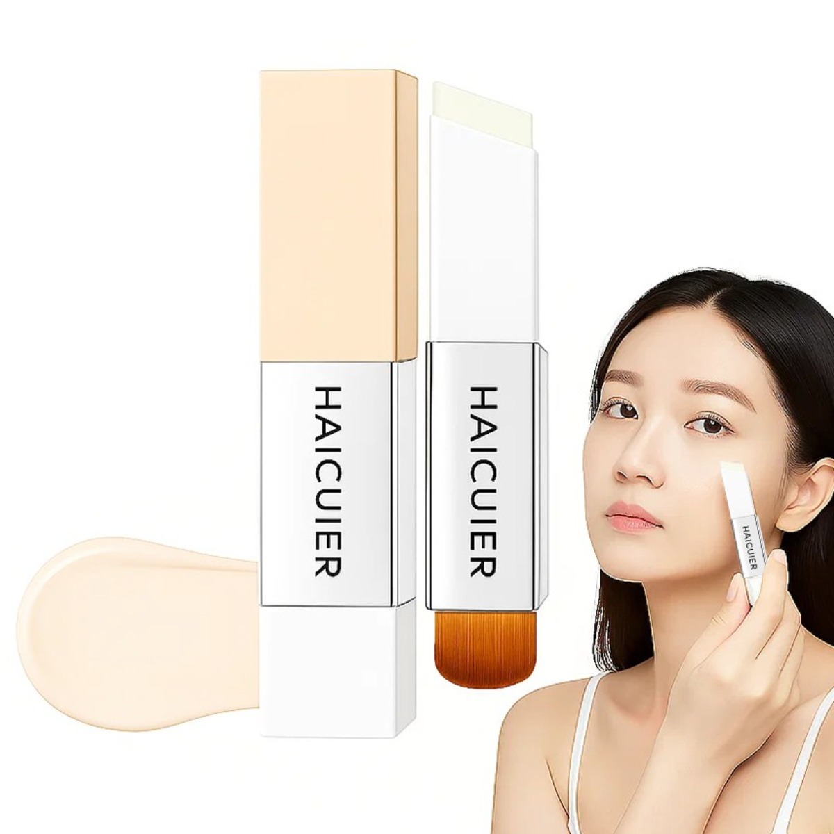 듀얼 헤드 스틱 파운데이션 기미 잡티 강력한 커버 파운데이션 수분감 24H 롱웨어 소프트글로우컨실러 커버 스틱파운데이션 세럼 파운데이션 자연 밀착, 아이보리 화이트, 1개 26,930원