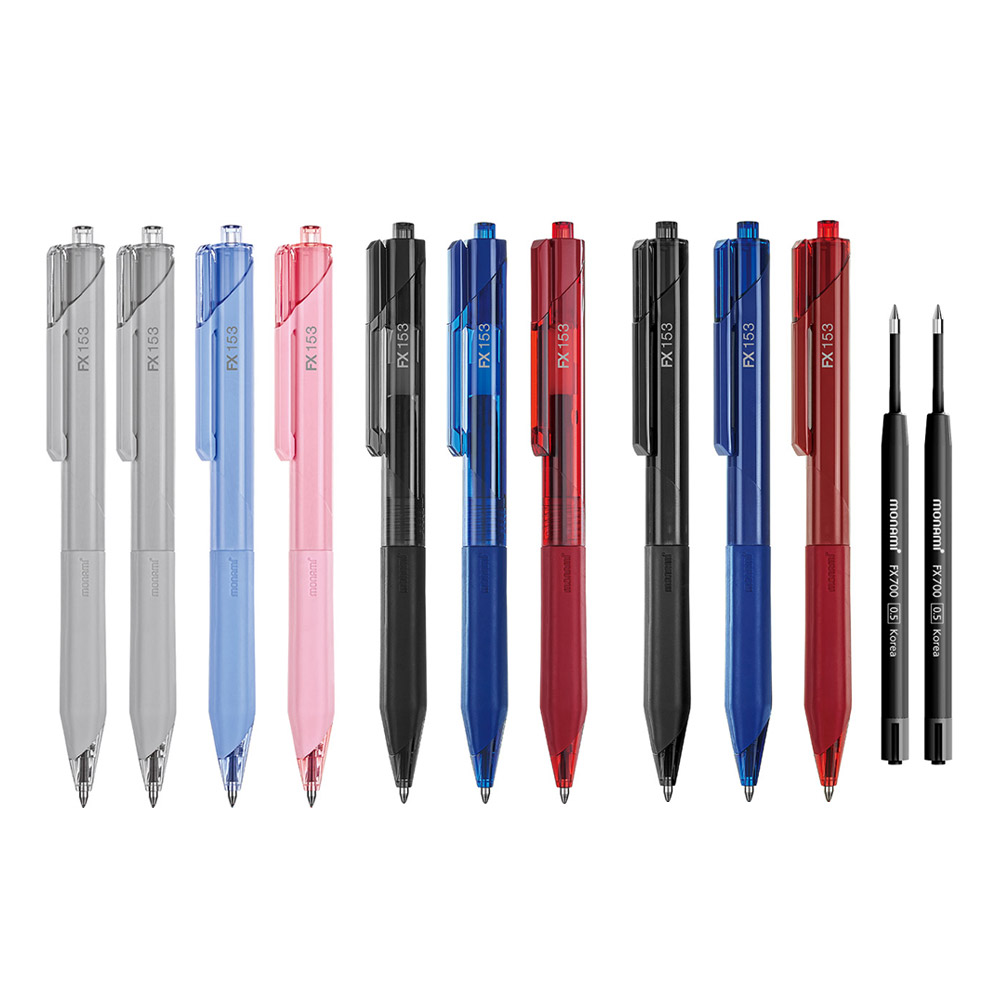 모나미 FX 153 볼펜 0.5mm 흑 2p + 청 + 적 + 0.7mm 3종 + 1.0mm 3종 + FX 700 0.5mm 흑 2p 세트 9,800원