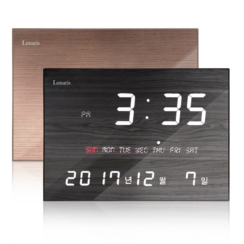 루나리스 FM수신 LED 디지털 전자벽시계 인테리어 거실 벽시계 체리블랙, 월넛브라운 149,000원
