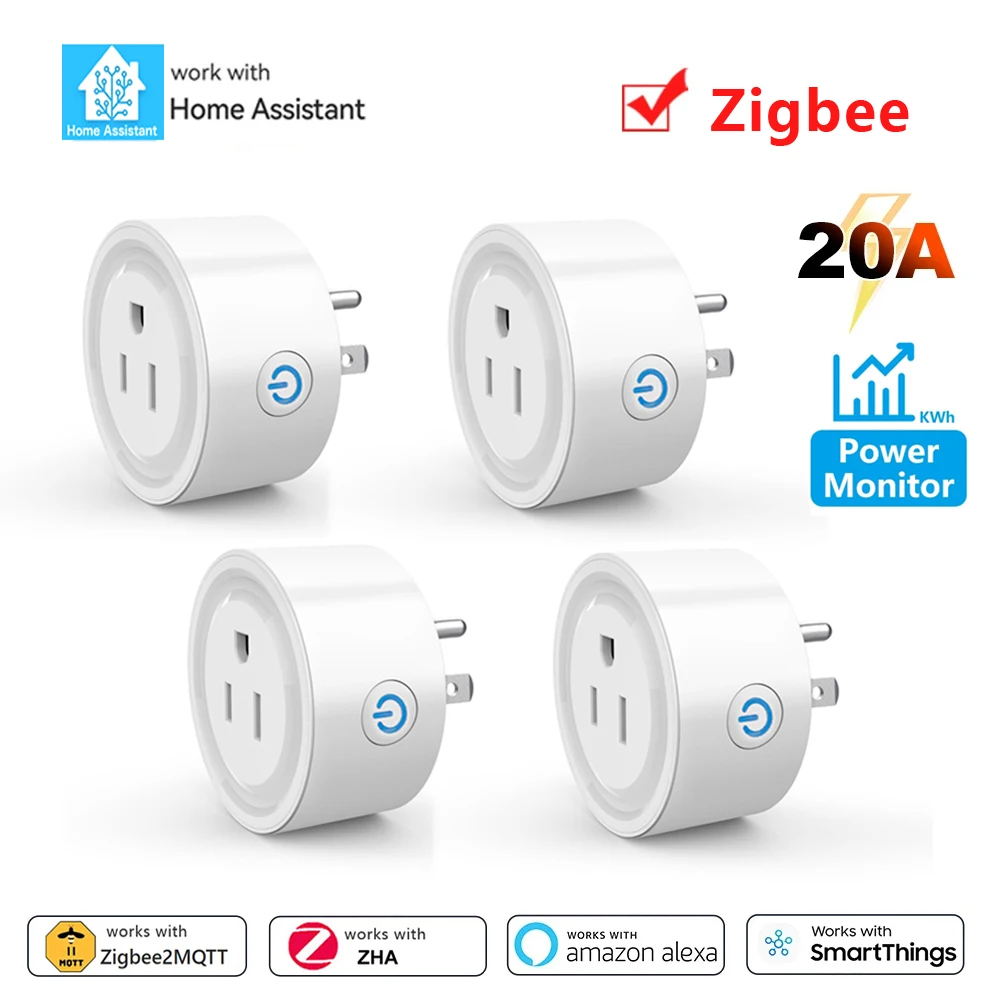 홈어시스턴트 지그비 소켓 미국 스마트 플러그 20A 콘센트 어댑터 전력 모니터 앱 제어 지원 Alexa Zigbee2 49,300원