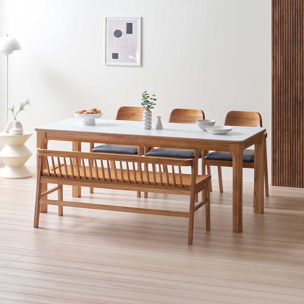 라로퍼니처 발렌시 1900 포세린 통 세라믹 6인 참죽나무 원목 식탁 세트, 상세 설명 참조 704,000원