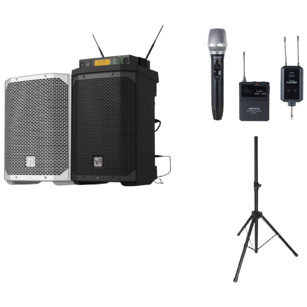 EV EVERSE8 + DW100R 충전식 앰프 스피커 세트 / 무선마이크 + 스탠드 포함 / 야외 버스킹 예배 행사용, 화이트 1,494,160원