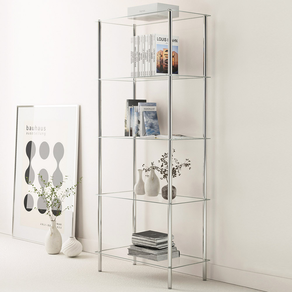 키모 스텐 미드센츄리 모듈 유리 선반 5단 진열장, 5단, 그레이 64,900원