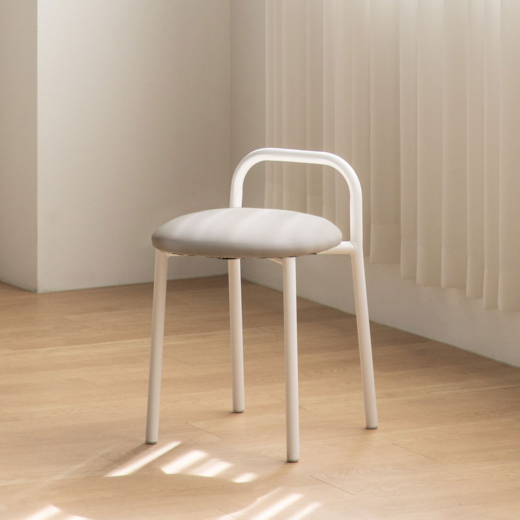 체리브 가비 보조스툴 심플 컬러 쿠션 화장대의자, 아이보리(화이트프레임), 1개 43,500원