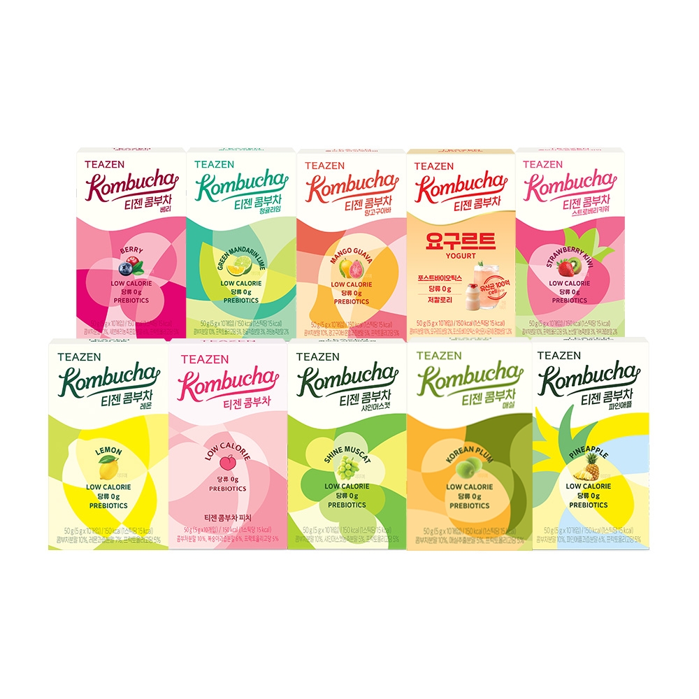 티젠 콤부차 10가지맛 혼합구성 세트(레몬/피치/샤머/파인애플/매실/망고구아바/베리/스트로베리키위/요구르트/청귤라임) 30,500원