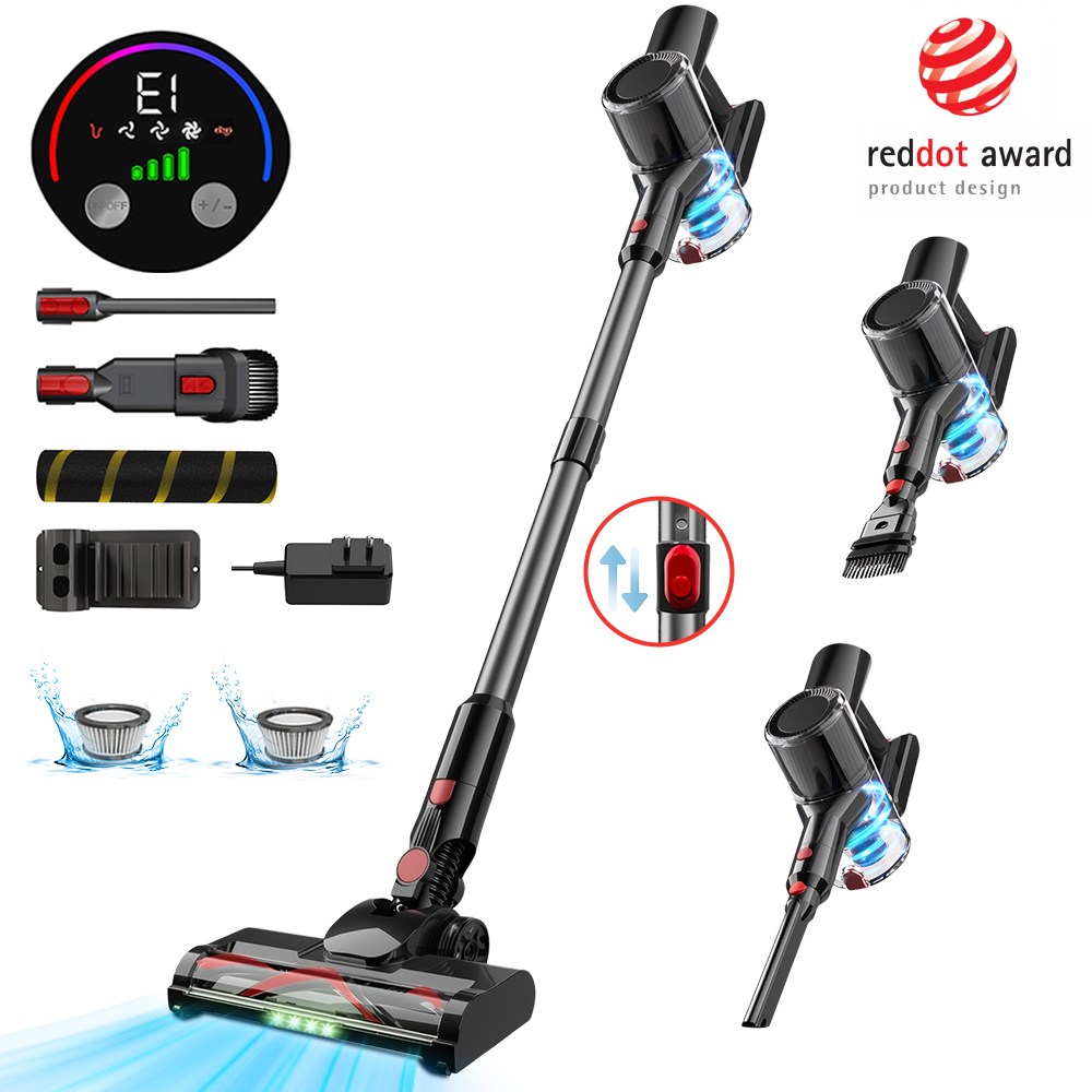 [국내발송] RichMagic 차이슨 20kpa BLDC 무선청소기 다기능 휴대용 청소기 LED 디스플레이 수축형 디자인 전기식 롤 브러시 청소기 교체 가능한 듀얼 롤 브러시 세트, 블랙, VC027 148,500원