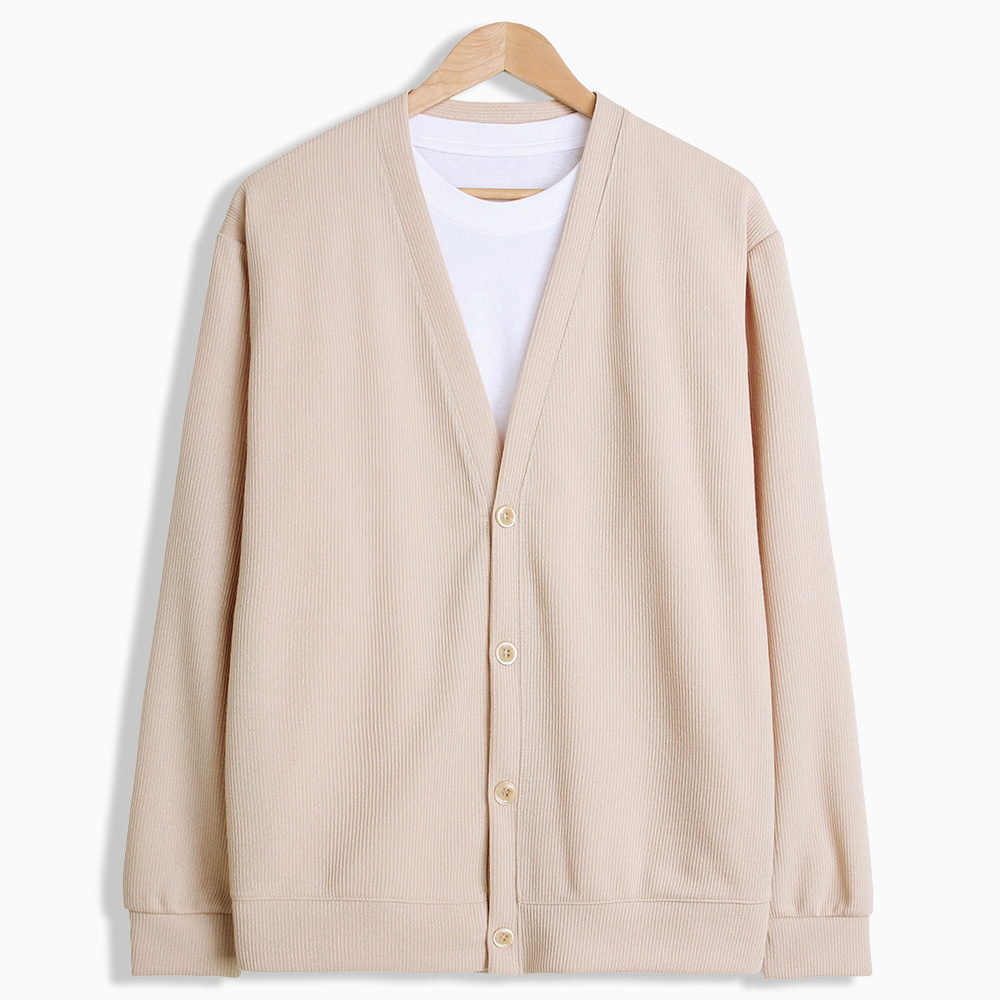 더베이직샵 세미오버 골지 솔리드 브이넥 베이직 니트 기본 가디건 23,800원