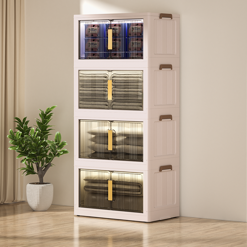 Paradoma 수납장 무설치 접이식 다용도 수납장 양문 이동식 플라스틱 수납장 리빙박스 폴딩 정리함 폴딩박스, 단일 색상 69,900원