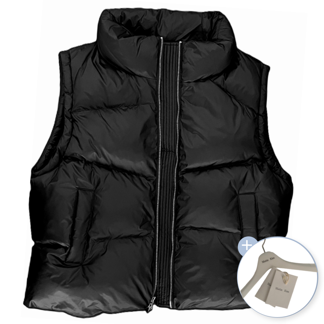 [국내매장판] MATIN KIM UNBALANCED QUILTED DOWN VEST 마뗑킴 패딩조끼 + BRANX 옷걸이 219,000원