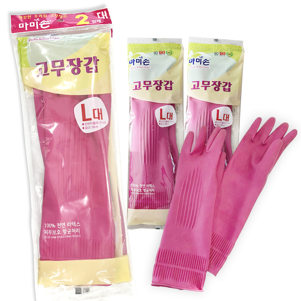 마미손 국산 고무장갑 (2켤레), 1세트, 대(L), 핑크 4,580원