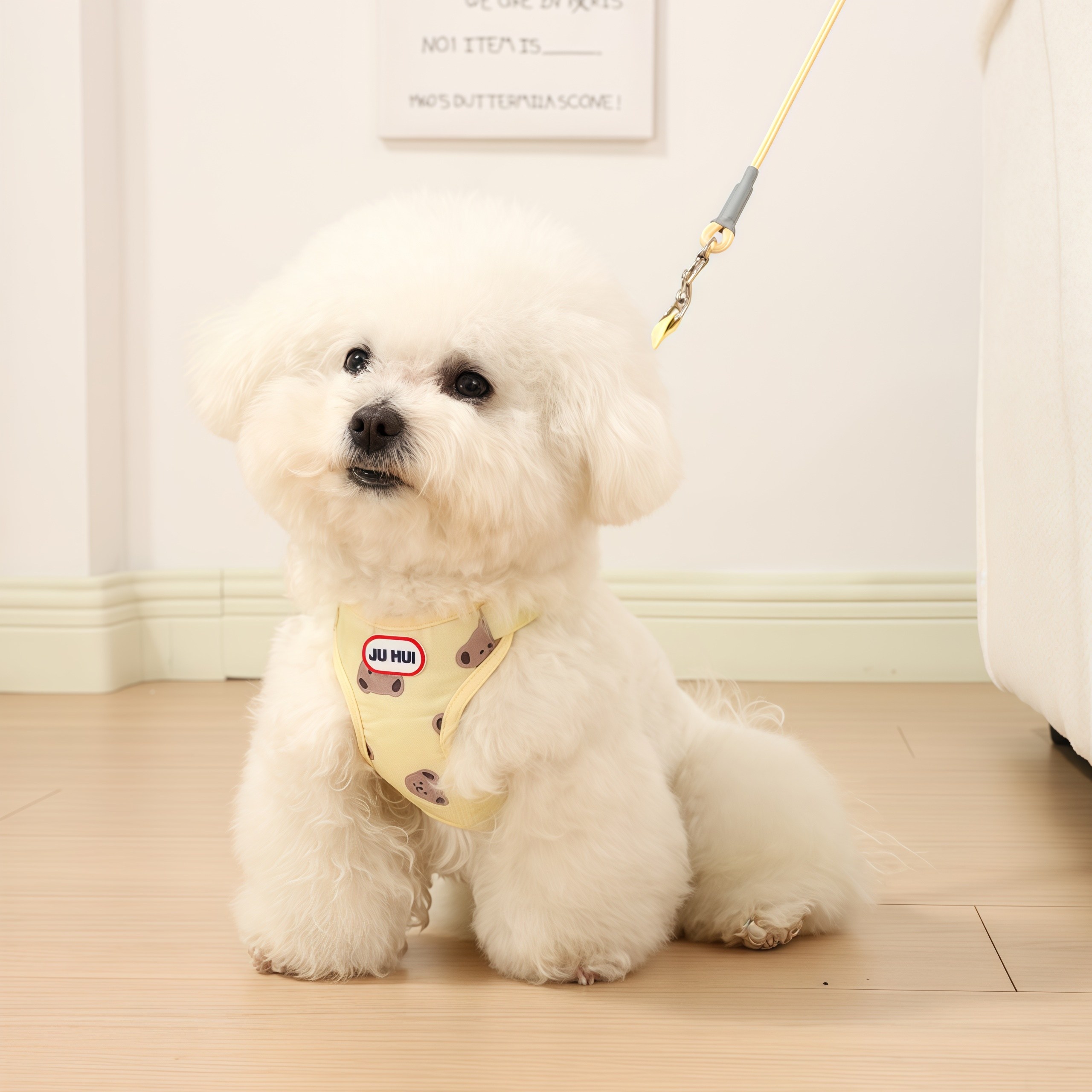 ULEPETS 귀여운 강아지 외출시 사이즈 조절 개 하네스+ 리드줄 세트, 1개, 노란색 16,800원