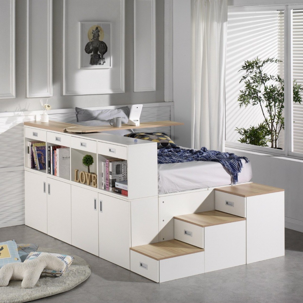 마티노가구 스텝스 평상형 수납 계단 침대(책상&추가수납 포함) + 매트리스 980,000원