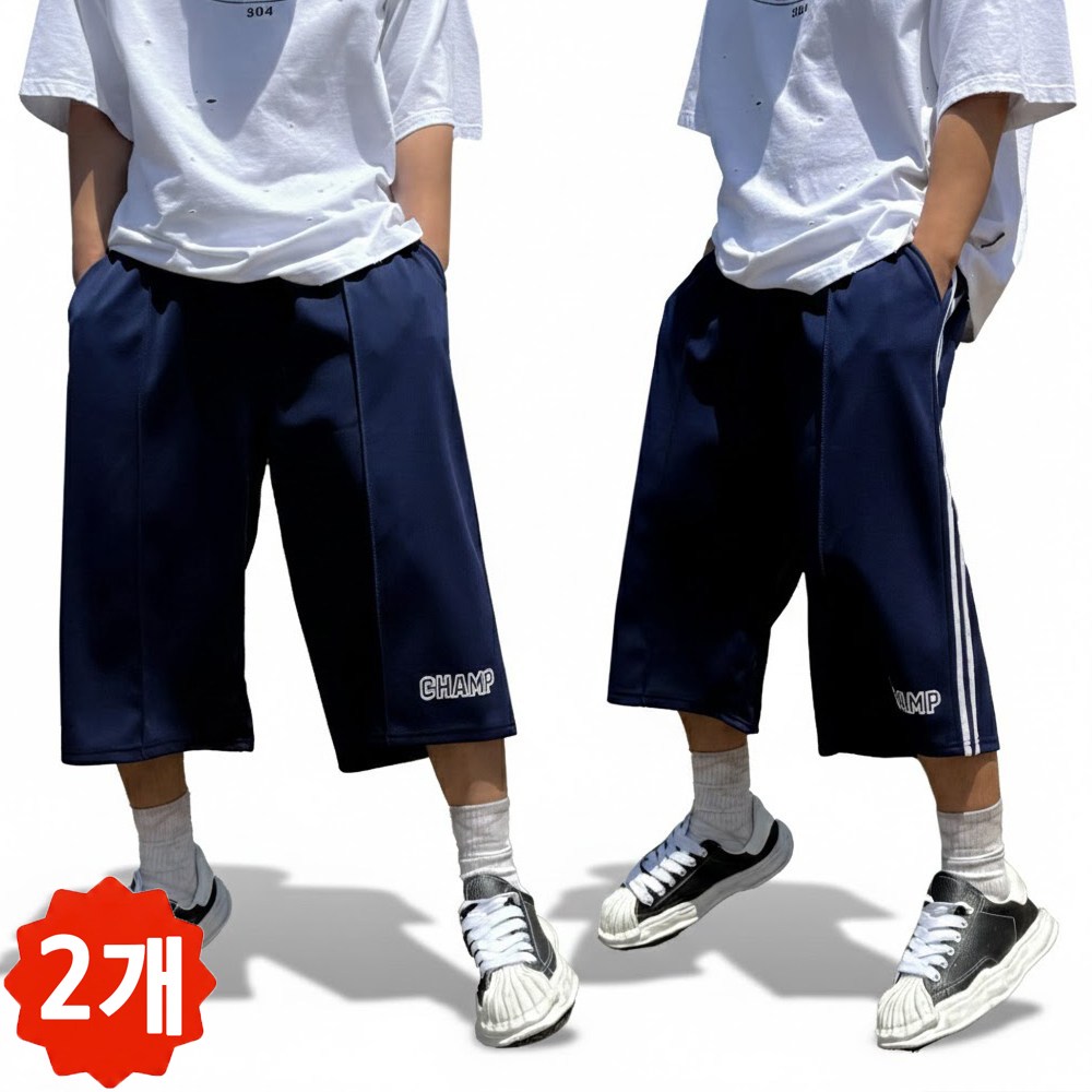 빠델 [1+1] 챔프 트랙 벌룬 버뮤다 밴딩 스웻팬츠 7부 8부 반바지 하프 트레이닝 통와이드 츄리닝 바지 34,900원