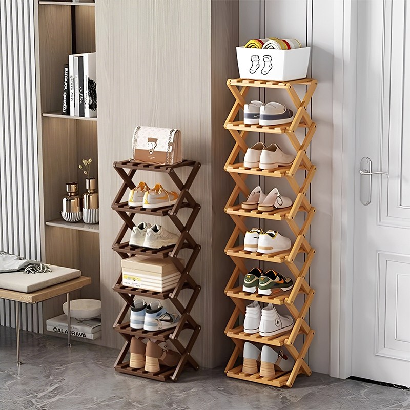 혼반홈 접이식 신발장 공간활용 틈새 현관 대나무재질 신발정리대 조립 없이 다단계 다용도 신발정리대, 브라운, 1개 46,900원