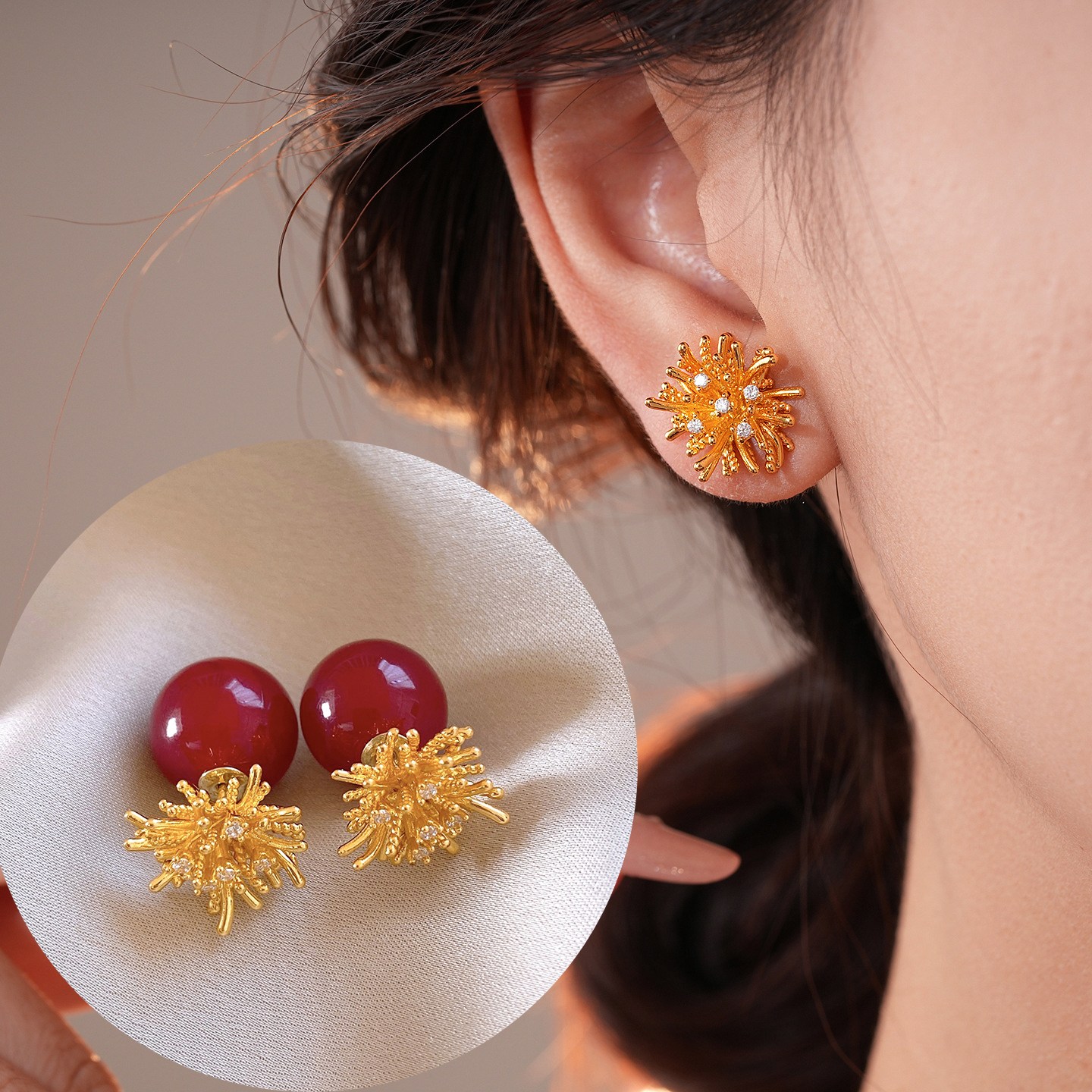 NXNA 삼중도금14k 빈티지 원형 불꽃 선물추천 귀걸이 JOYXYL-ED045 61,400원