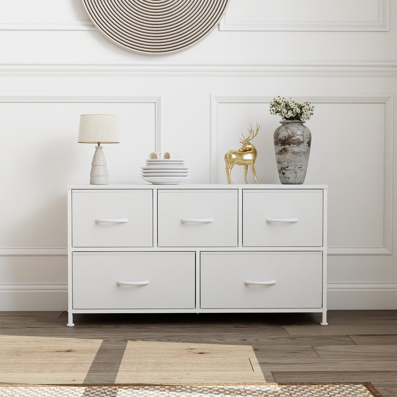 소웰홈 패브릭 2단5문 모던 TV수납장, 화이트, 5단 72,800원