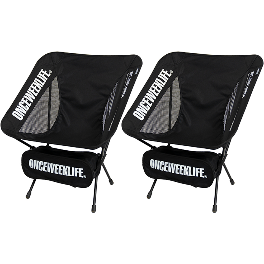 원스위크라이프 접이식 백패킹 경량스틸 캠핑 체어, 2개, 블랙 50,090원
