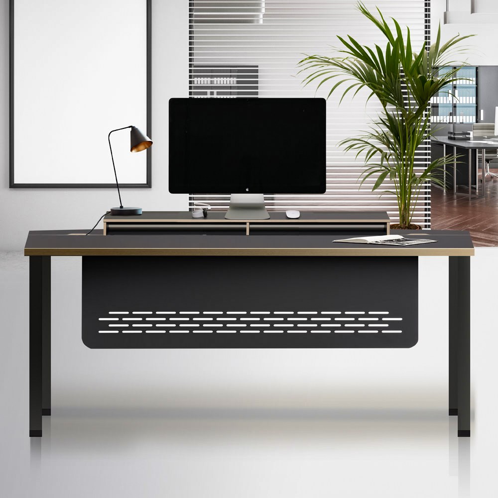 사무실책상 업무 오피스 중역 책상 로그 1200 1400 1600 1800, 매트블랙 468,000원