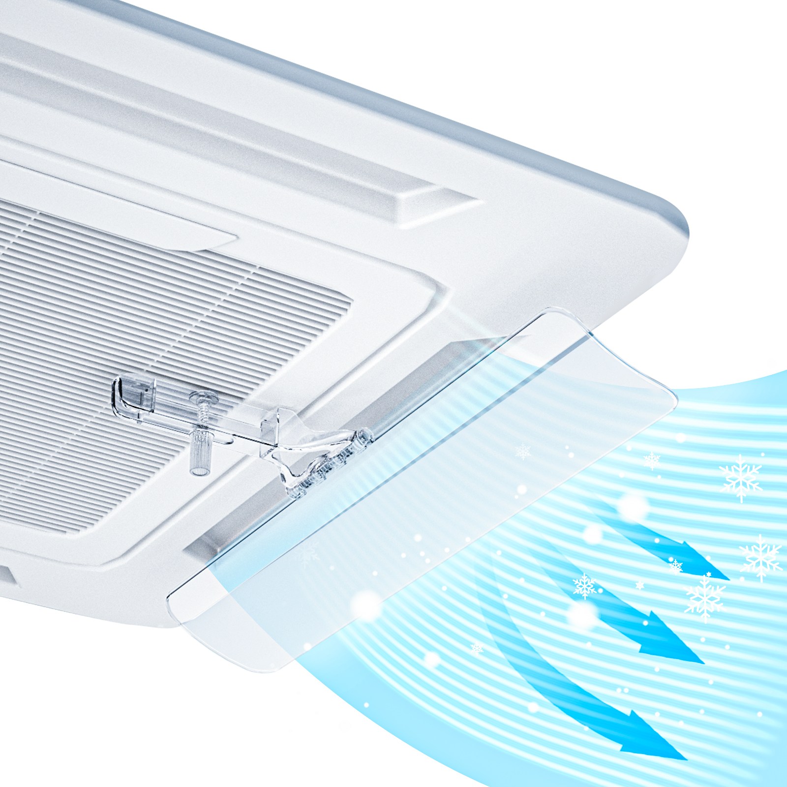 [MuteCo] 천장형 에어컨 투명 바람막이 1(2,4)way무타공 가드 부착 직풍방지 순환송풍 절전 걸이형 윈드바이저 부착 붙일 필요 없음 윈드플렉스 초간편 설치, 1개, 에어컨 바람막이 19,800원