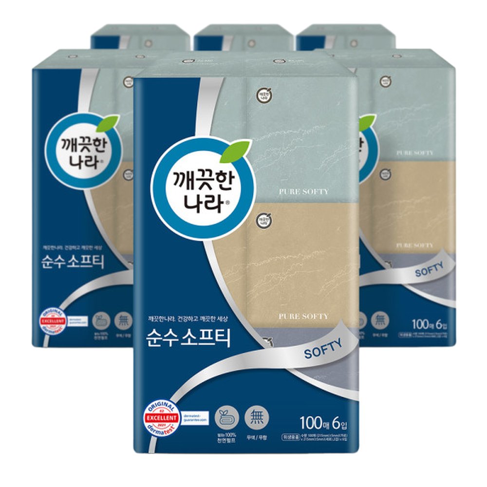 깨끗한나라 순수 소프티 미용티슈 100매 6입 6팩 55,940원