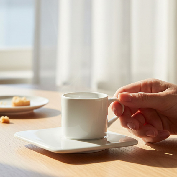 라크(RAK) 포셀린 호텔웨어 에스프레소잔&스퀘어 소서 1인조 세트, 1세트, 화이트 16,000원