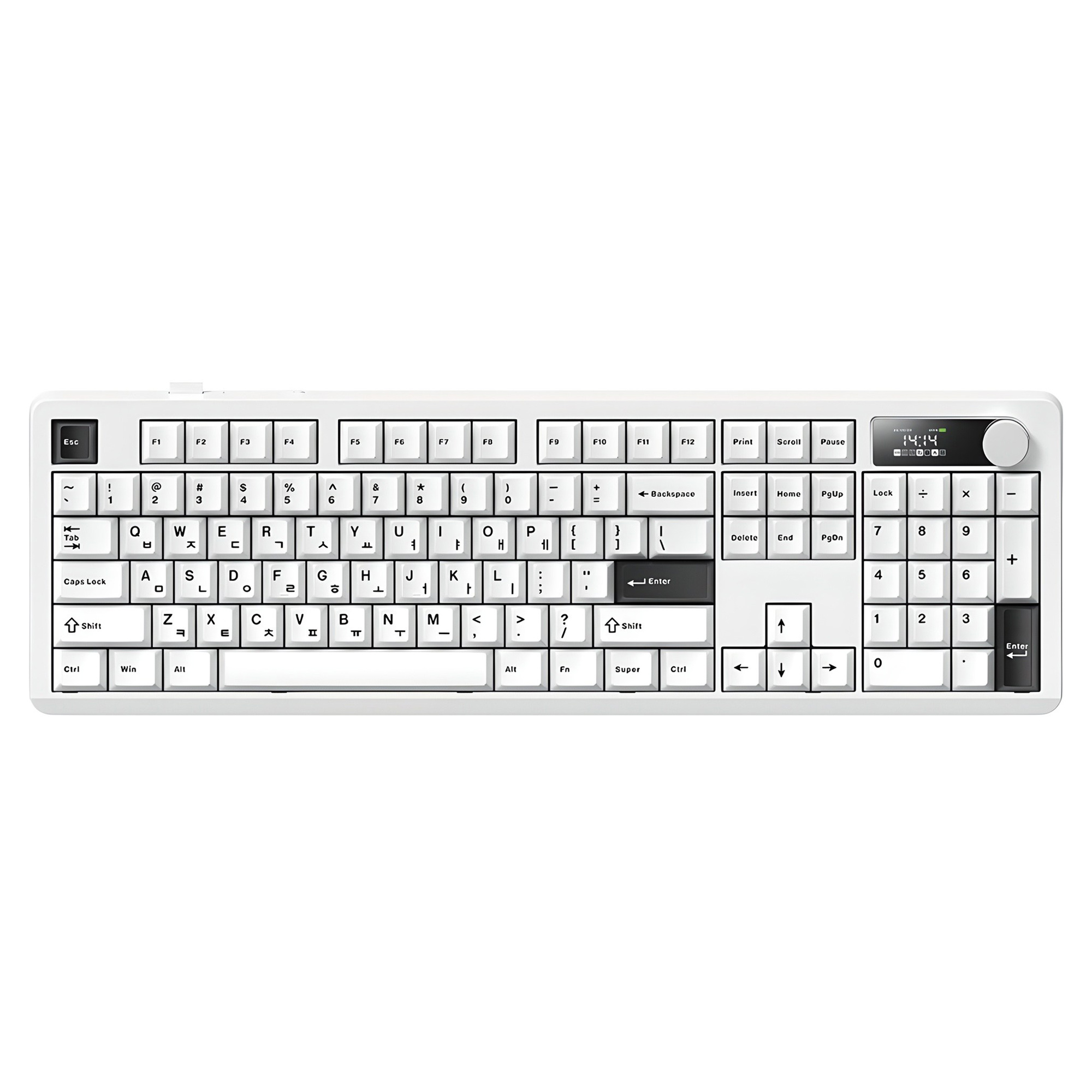 프리플로우 아콘 104키 노브 LCD 풀배열 유무선 기계식 키보드, B&W, AK74, 세이야축 77,000원