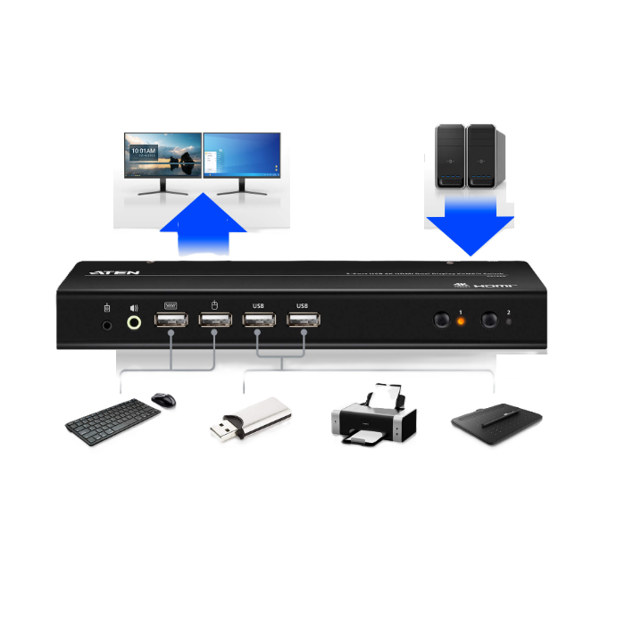 ATEN USB 4K HDMI 듀얼모니터 KVMP 스위치 PC2대 모니터2대, 1개, CS742H 199,000원