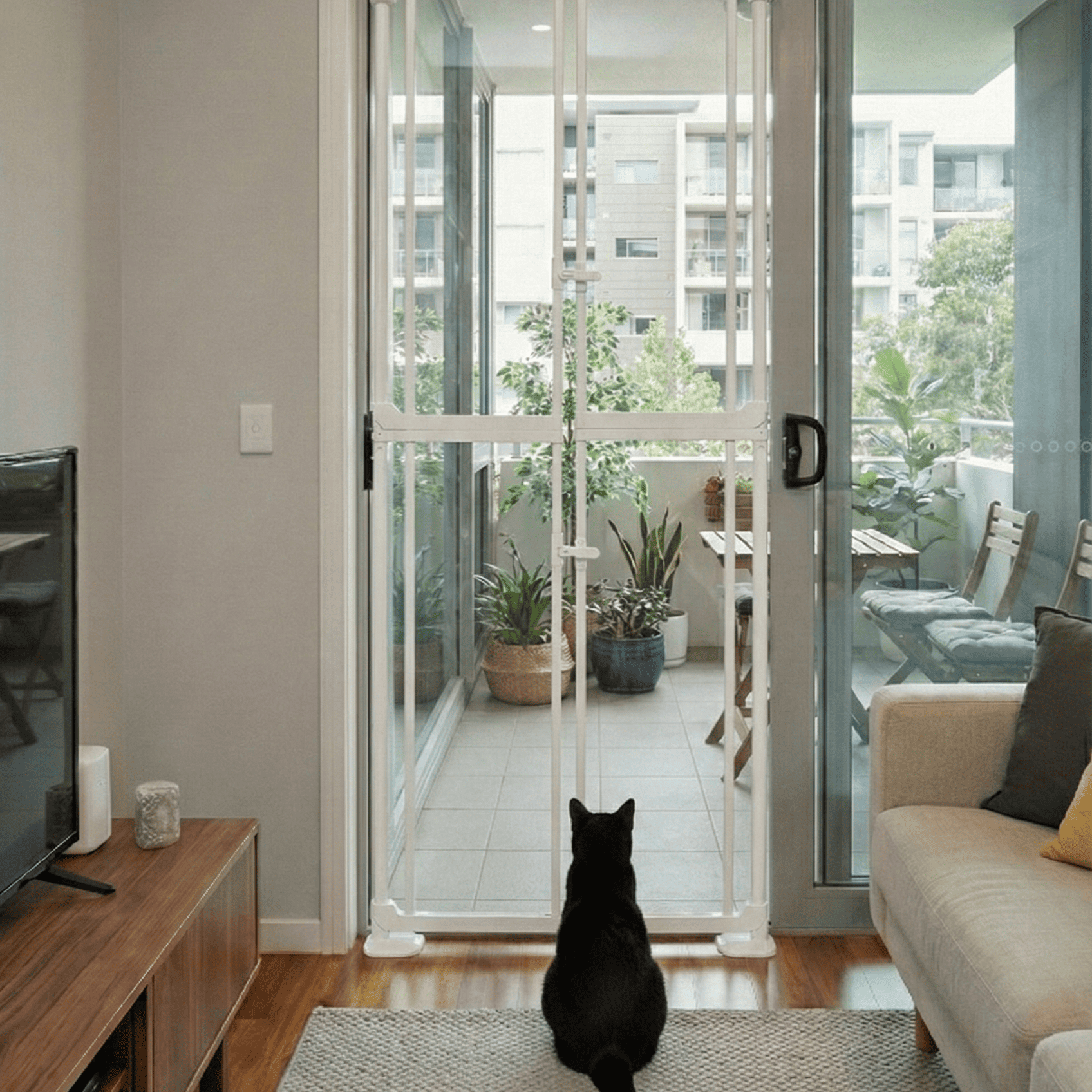 아토주 하이맥스 클리어 투명문 185cm 천장설치 양문형 고양이 방묘문, 화이트 클리어, 1개 219,800원