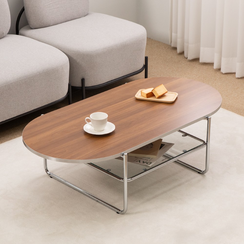 디어 1200X600 2단 소파 테이블 타원형 강화유리 좌식 미드 센츄리 쇼파 거실 탁자, 화이트 76,900원