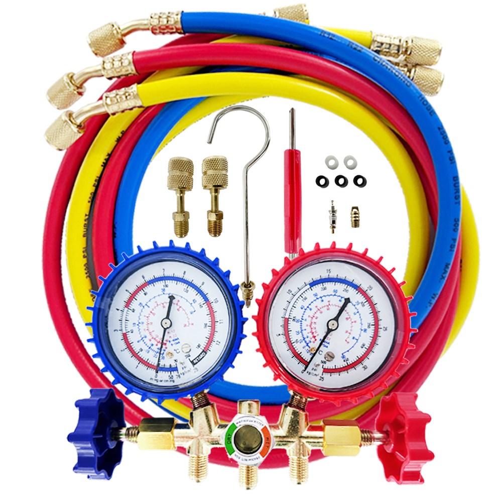솔리드 매니폴드 게이지 구신냉매 겸용 R22 R410A 에어컨 압력 가스 충전 주입, 1개 25,400원