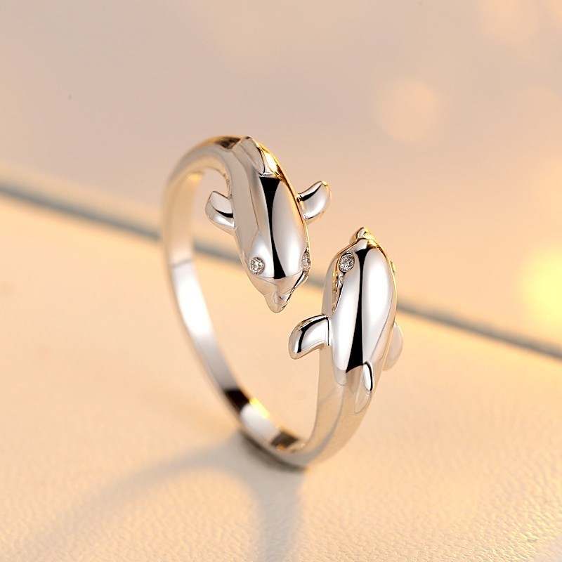 물고기반지 귀여운 실버s925 행운쌍돌고래 은반지/고급 케이스 증정 35,800원