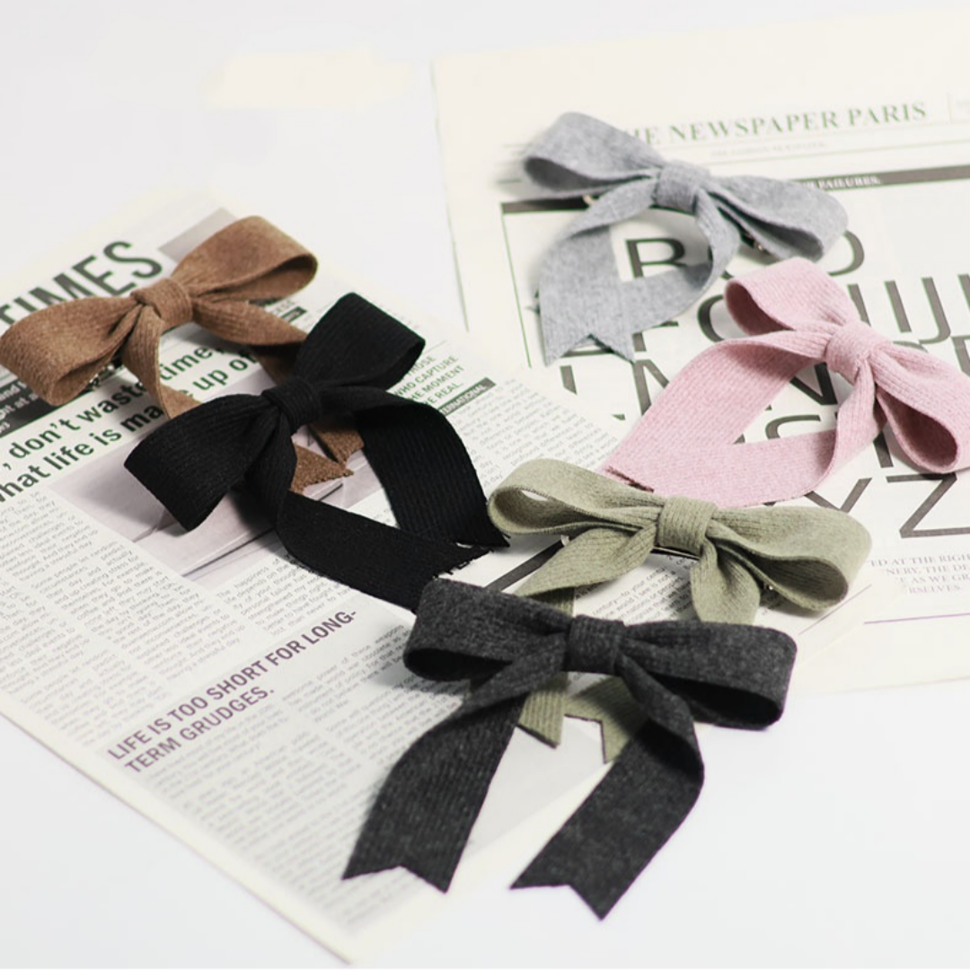 [꽃핀] -고급니트 심플리본모양 여성헤어자동핀 5가지색상 그레이/블랙/브라운/핑크/카키/차콜 11,200원