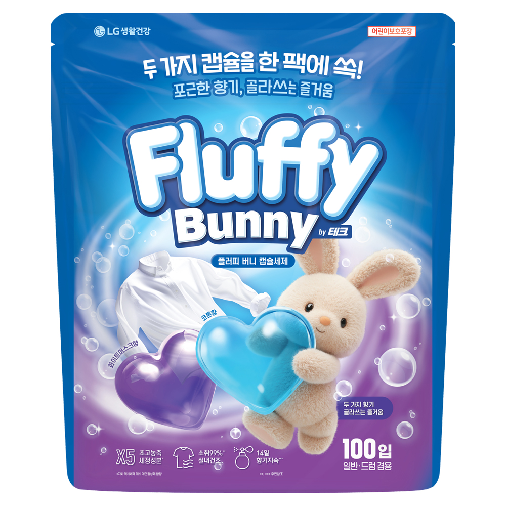 테크 플러피버니 초고농축 실내건조 캡슐세제 코튼향&화이트머스크향 15,000원