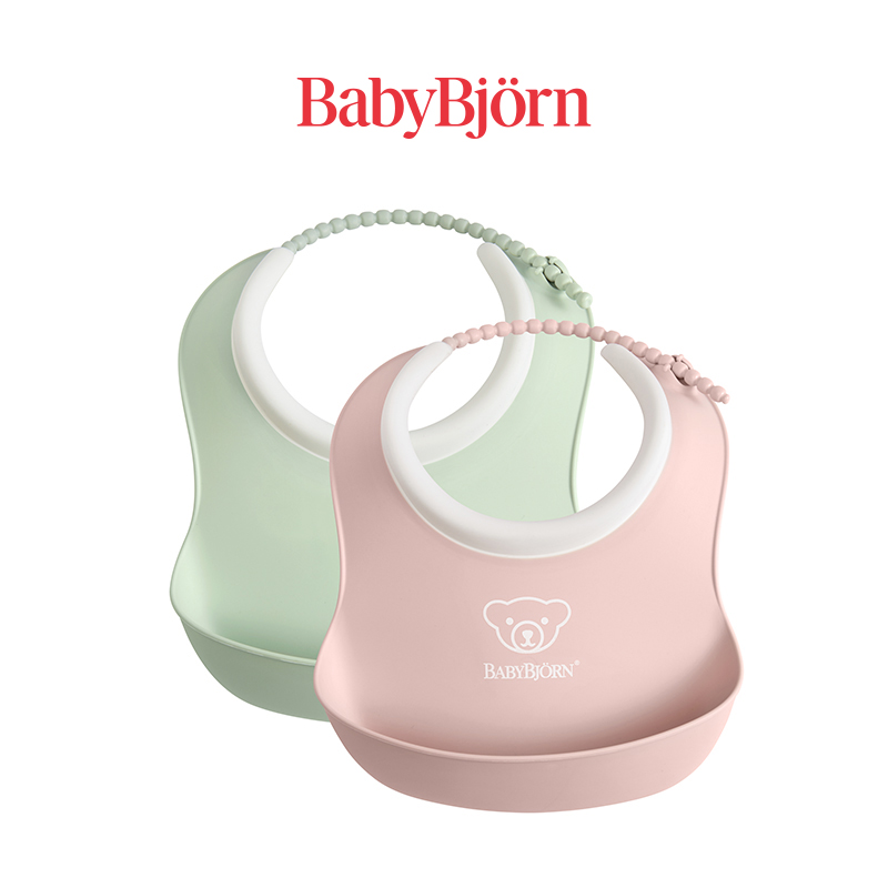 [공식] 베이비뵨 스몰 베이비 빕 이유식 턱받이 세트, 파우더 그린-핑크, 2개입, 1개 24,000원