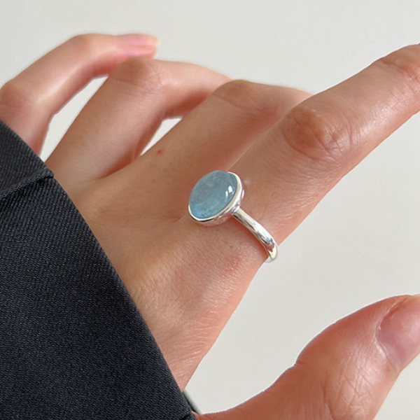 라일리 푸른빛 아쿠아마린 실버반지 순은 오픈반지 21,000원