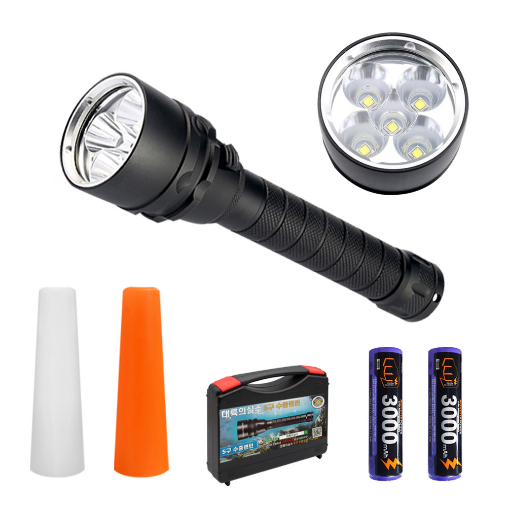 대륙의실수 LED 충전식 5구 수중랜턴 랜턴, 2세트, 블랙 74,500원