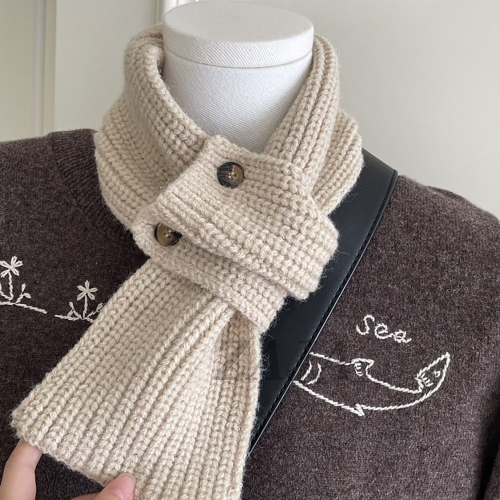 ZAJA 봄 베이직 따뜻한 니트 머플러 여성 학생 목도리 버튼 디자인 8,940원
