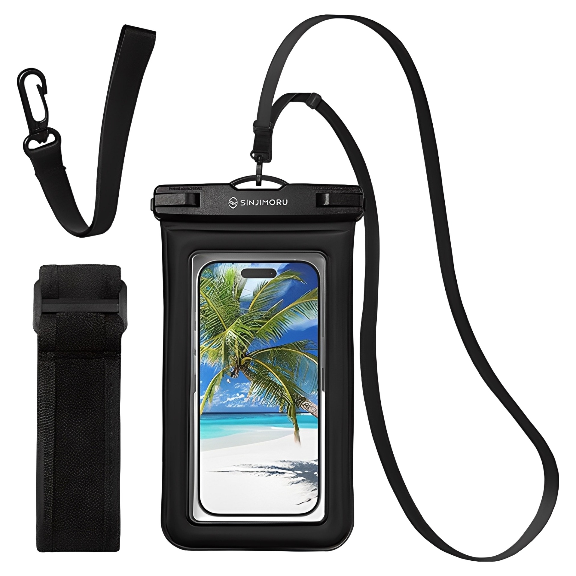 신지모루 IPX8스펀지 튜브 4중잠금 스마트폰 방수팩+ 크로스 스트랩 + 암밴드 + 핸드 스트랩, 블랙, 1세트 9,900원
