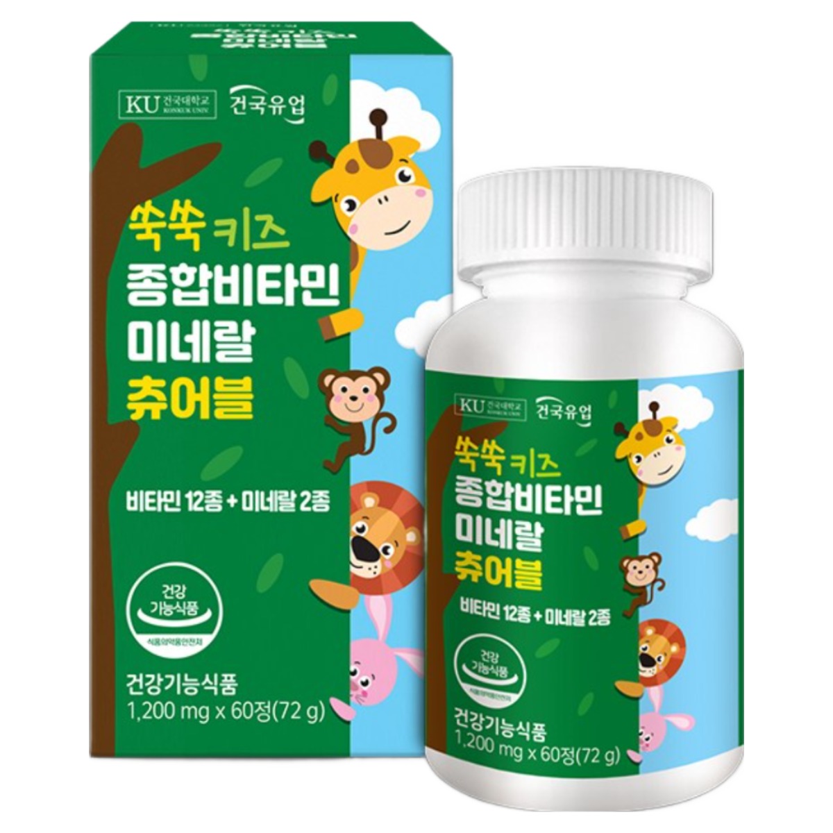 [건국유업] 쑥쑥 키즈 종합비타민미네랄 츄어블, 60정, 1개 12,030원