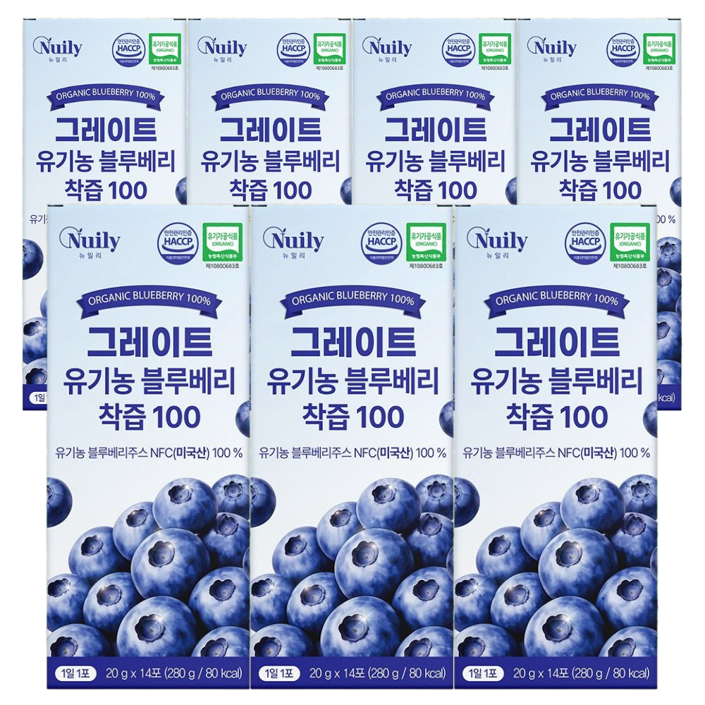 유기농 블루베리즙 100% NFC 착즙 주스 스틱, 7개, 280g 95,650원