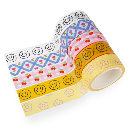 인디케이 스마일 마스킹 테이프 5종 1.5cm x 5m 6,000원