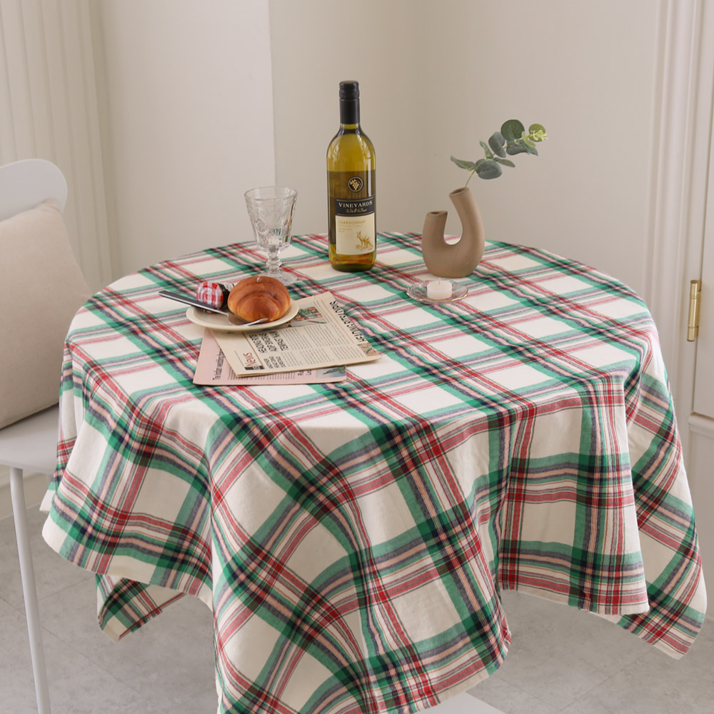 포홈 핸드메이드 글로리 기모 체크 테이블보, 그린, 1개, L(140 x 150 cm) 27,500원
