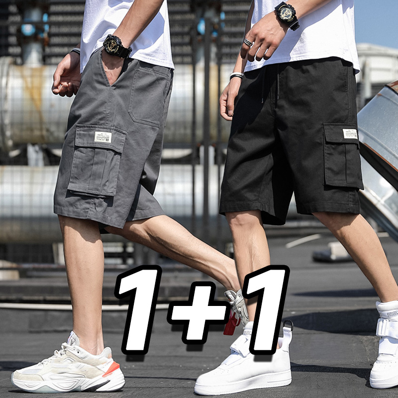1+1 2장세트 남자 여름 카고 반바지 밴딩 캐주얼 5부 바지 빅사이즈 편안한 포켓 반바지 31,510원