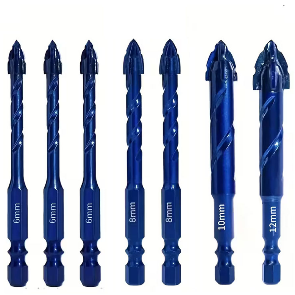 만능 4날 톱니형드릴비트 7개세트 강력신속타공 내구성초경합금 경질텅스텐강 날카로운 이빨형비트 텅스텐카바이드합금 석재 목재 유리 금속 10,900원