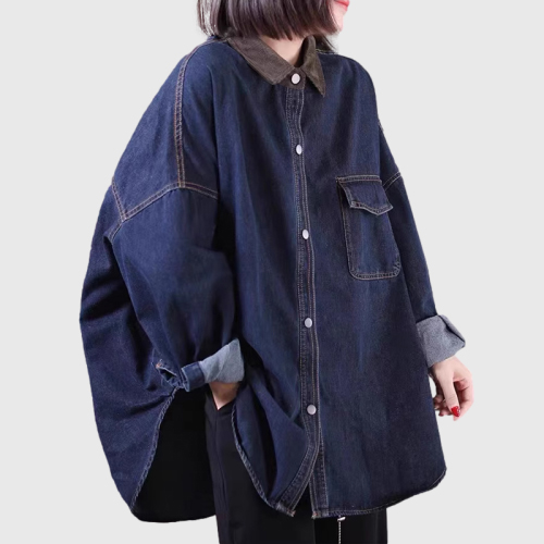 퀸앤조이 미녀77 아누디 코듀로이 카라 데님 셔켓 44,800원