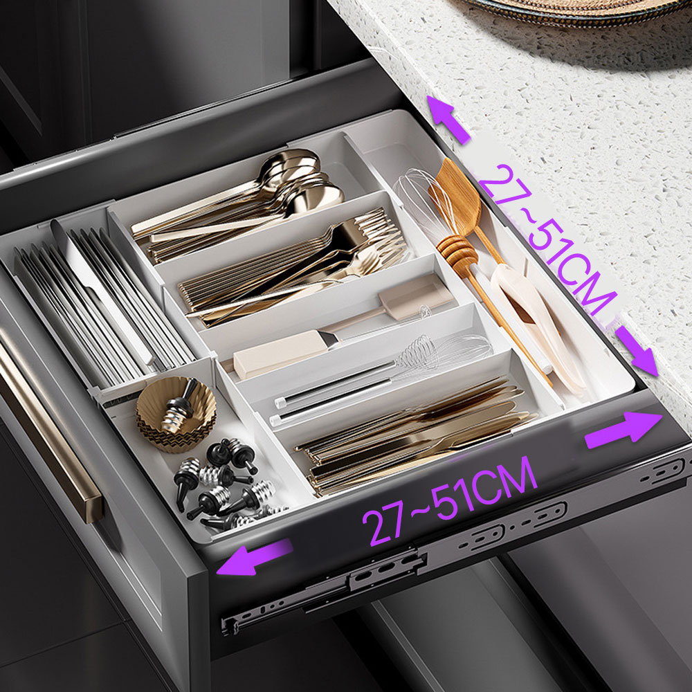 편한생활연구소 공간늘리기 확장형 길이 조절 수저 정리함, 화이트, 1개 13,680원