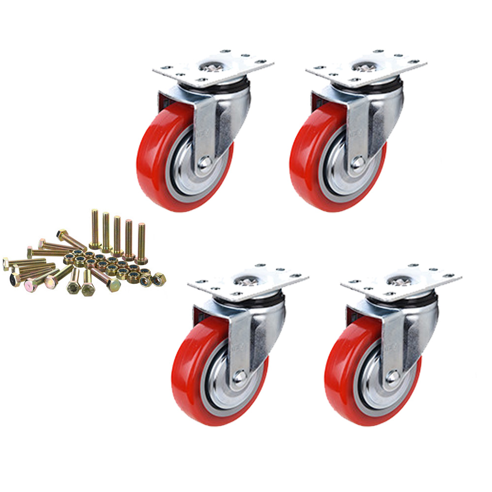 티렉스캐스터 우레탄 저소음 고탄성 스마트 3인치 4인치 5인치 회전 캐스터 바퀴 4개+조립볼트 16개+나일론너트 16개 세트, 4개 24,300원