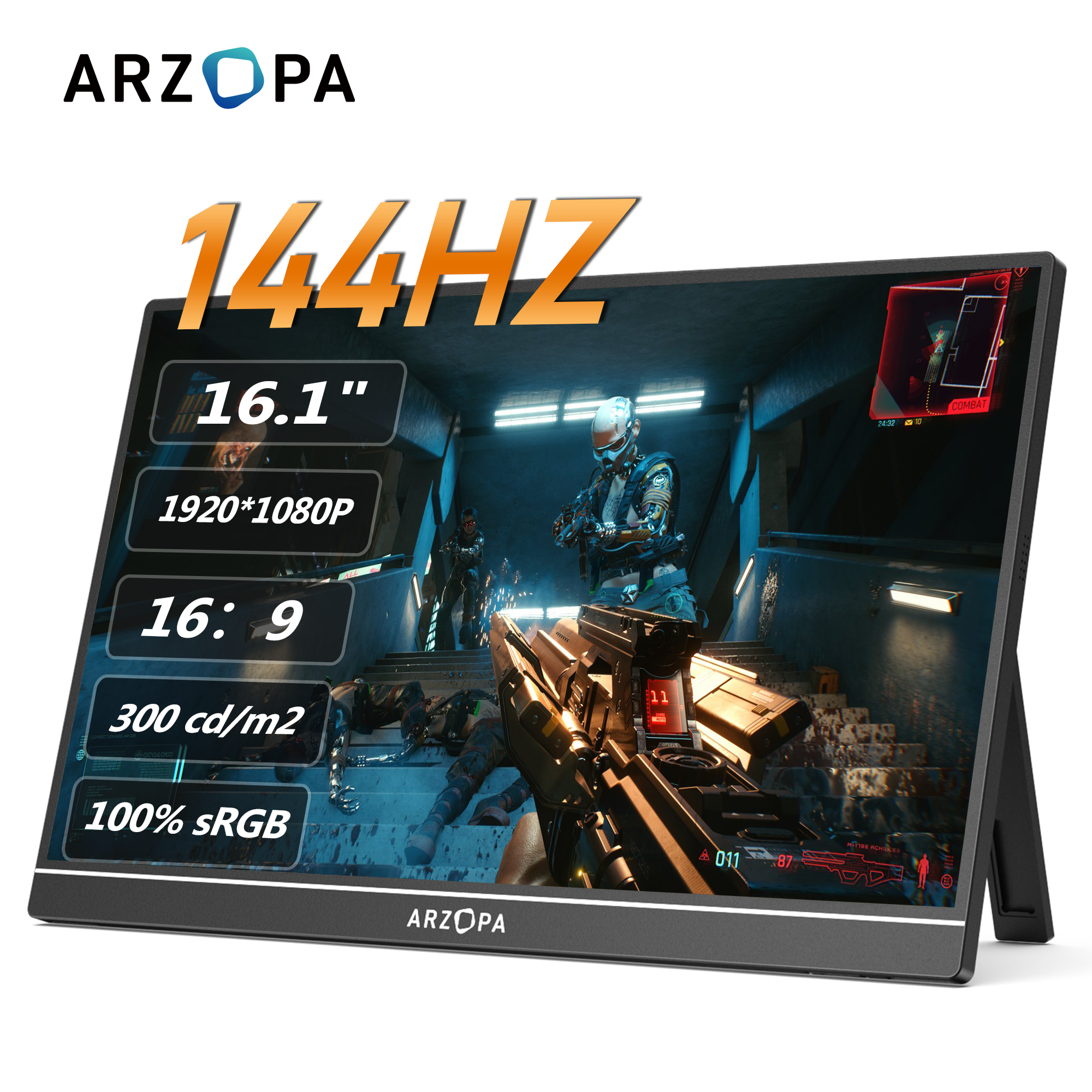 ARZOPA 아르조파 16.1인치 144Hz FHD 1080P 100%sRGB IPS 휴대용 게이밍 모니터 노트북 맥북 PS5 스위치용, Z1FC, 40.92cm 159,140원