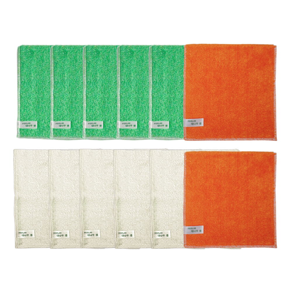 필하이 세제가 필요없는 대나무셀 행주 천연향균 수세미, 혼합(화이트5개, 그린5개, 오렌지2개) 12개, 1세트, 1개 34,900원