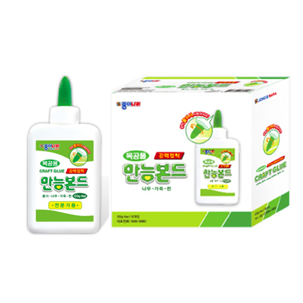 종이나라 강력접착 목공풀 만능본드 120g (6개입), 단품, 1개, 현재가 14,700원